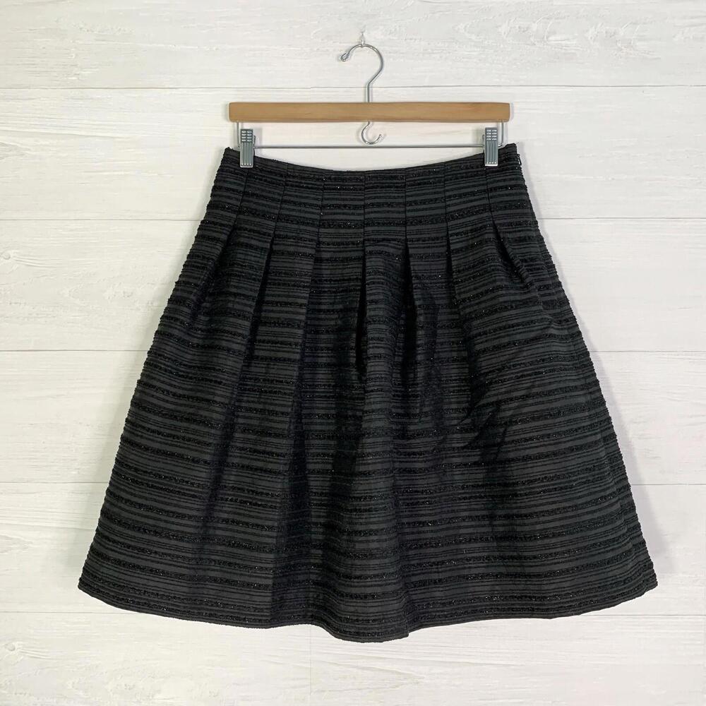 NWT Talbots Petites - Black textured taffeta pleated skirt, sz 6P